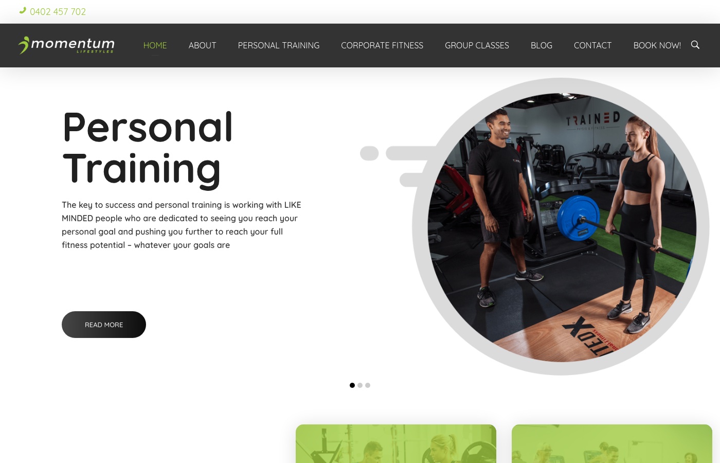 Momentum Lifestyles website screenshot