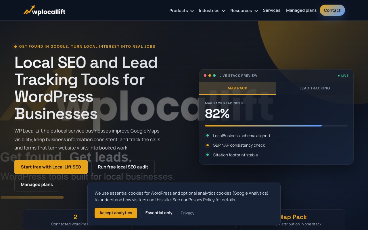 WP Local Lift website screenshot