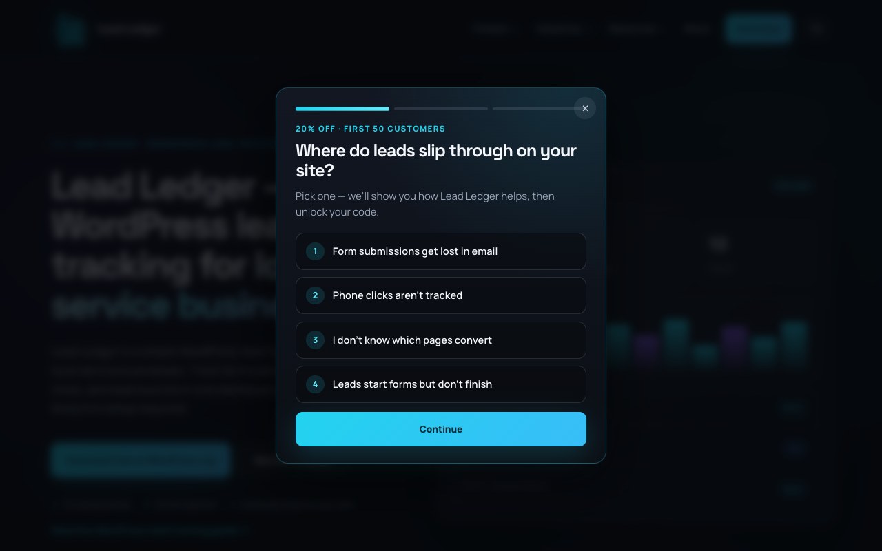Lead Ledger website screenshot